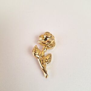 Goldtone Rose Lapel Pin Brooch Flower 1.75"